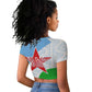 Djibouti Raglan Cropped T shirt Flag Tribal Motifs and Red Star Symbol of Unity