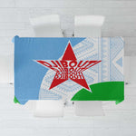 Djibouti Tablecloth Flag Tribal Motifs and Red Star Symbol of Unity