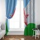 Djibouti Window Curtain Flag Tribal Motifs and Red Star Symbol of Unity