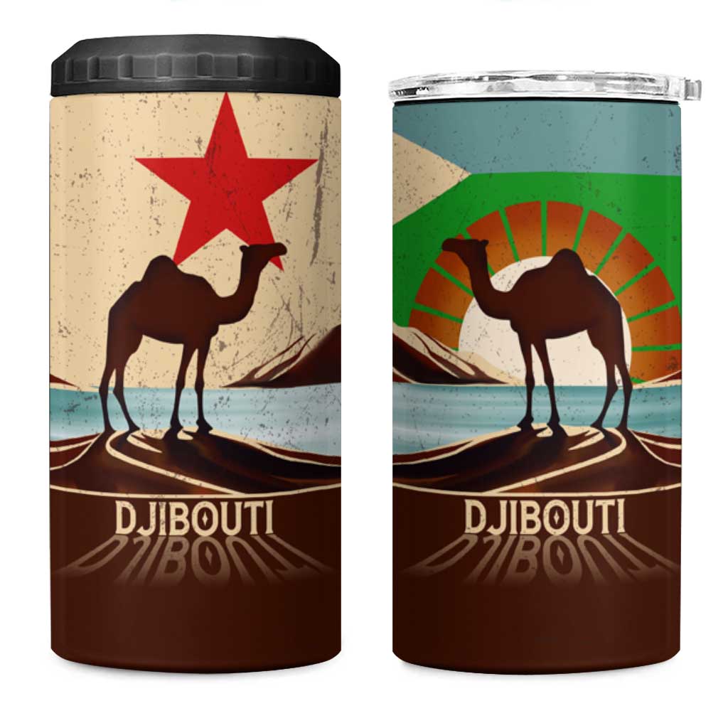 Djibouti Camel 4 in 1 Can Cooler Tumbler Where Desert Meets Sea and Heritage Stands Tall