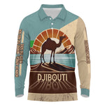 Djibouti Camel Long Sleeve Polo Shirt Where Desert Meets Sea and Heritage Stands Tall