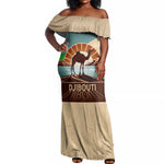 Djibouti Camel Off Shoulder Maxi Dress Where Desert Meets Sea and Heritage Stands Tall