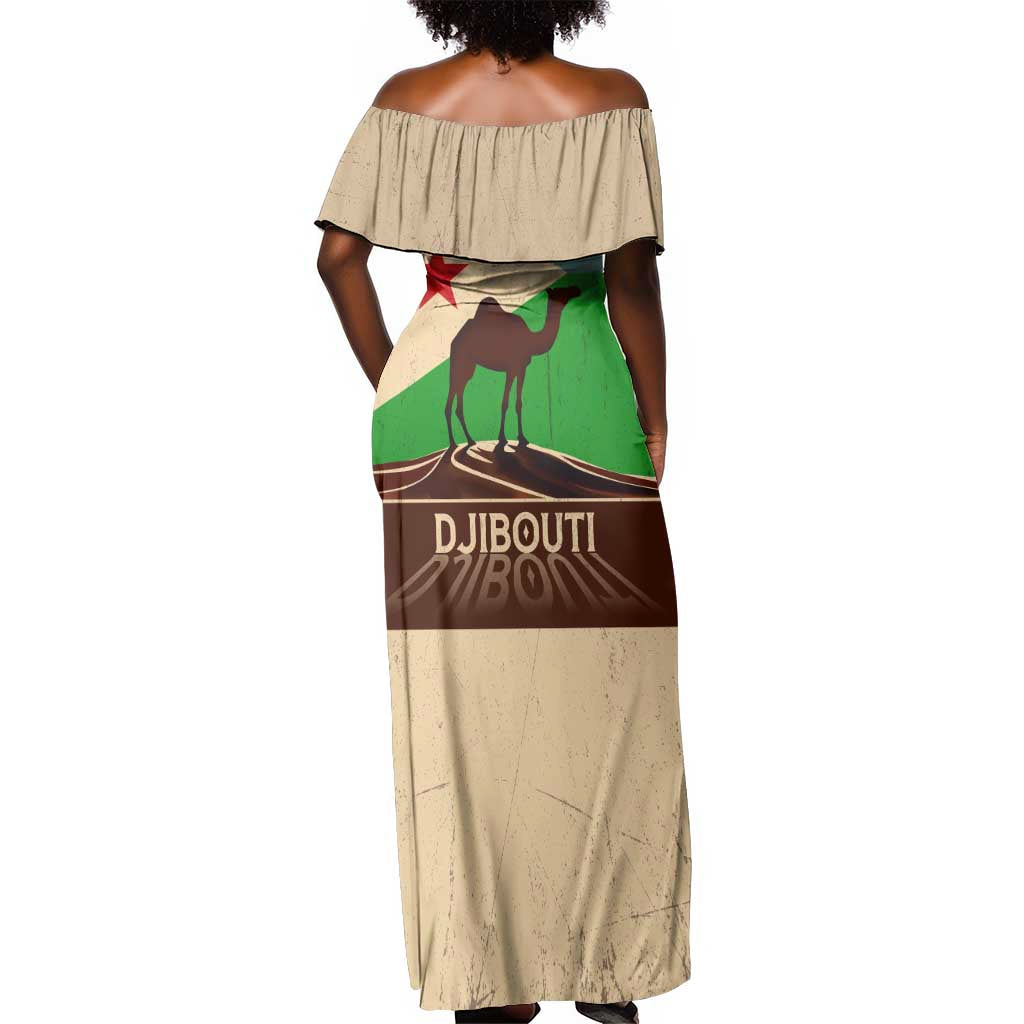 Djibouti Camel Off Shoulder Maxi Dress Where Desert Meets Sea and Heritage Stands Tall