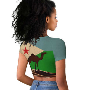 Djibouti Camel Raglan Cropped T shirt Where Desert Meets Sea and Heritage Stands Tall