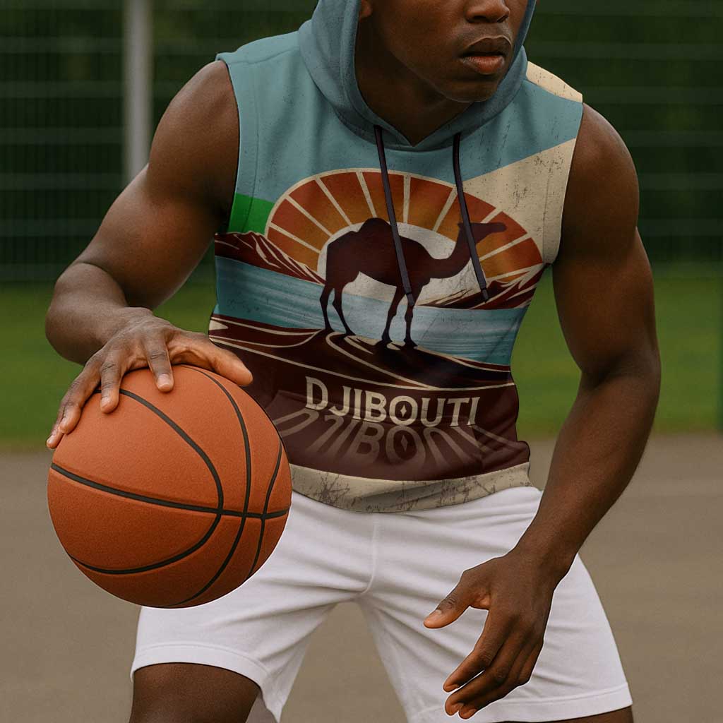 Djibouti Camel Sleeveless Hoodie Where Desert Meets Sea and Heritage Stands Tall - African Pride