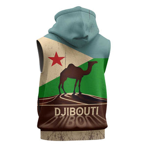 Djibouti Camel Sleeveless Zip Hoodie Where Desert Meets Sea and Heritage Stands Tall - African Pride