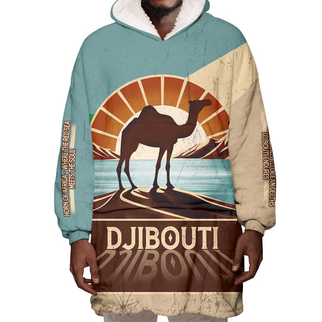 Djibouti Camel Wearable Blanket Hoodie Where Desert Meets Sea and Heritage Stands Tall