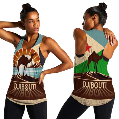 Djibouti Camel Women Racerback Tank Where Desert Meets Sea and Heritage Stands Tall