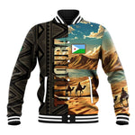 Djibouti Desert Baseball Jacket Camel Riders and African Pattern