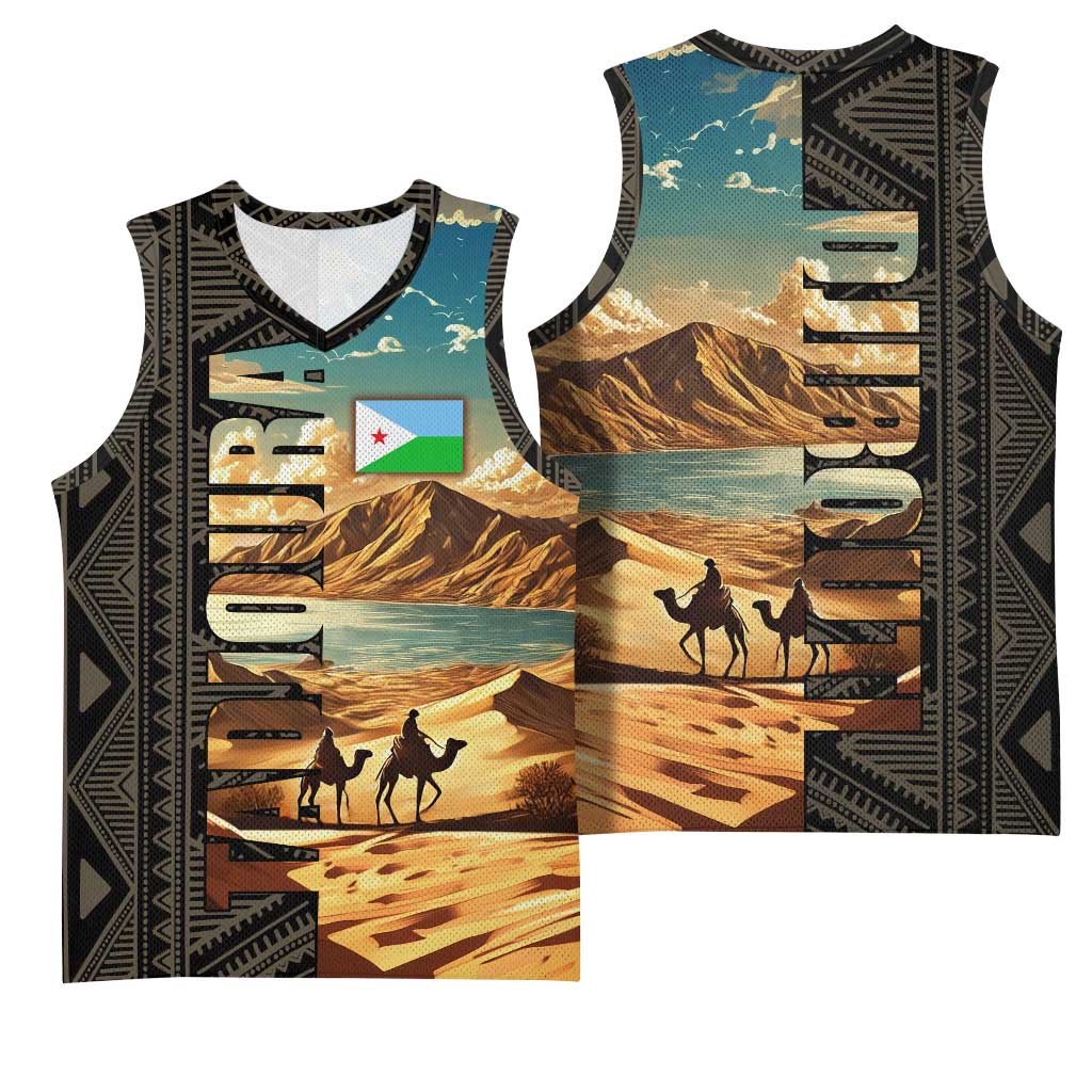 Djibouti Desert Basketball Jersey Camel Riders and African Pattern TS04