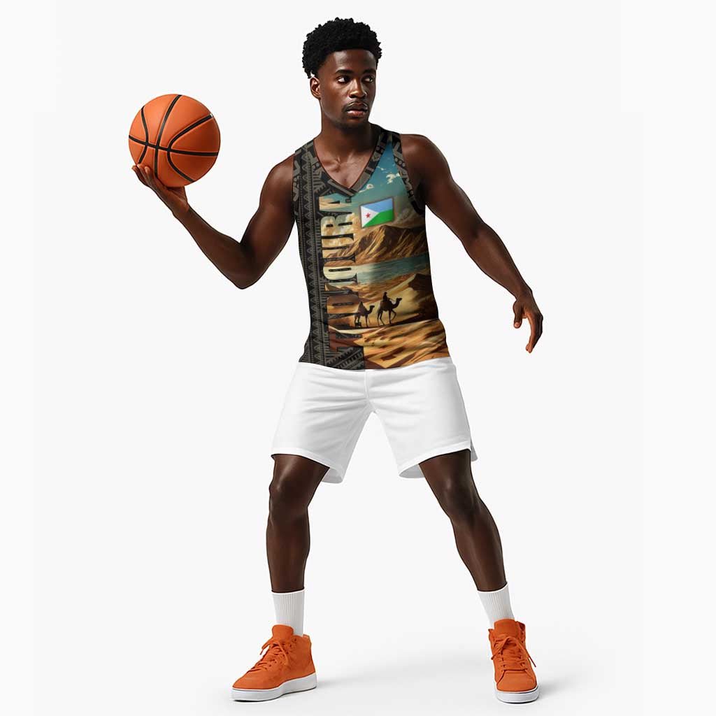 Djibouti Desert Basketball Jersey Camel Riders and African Pattern TS04