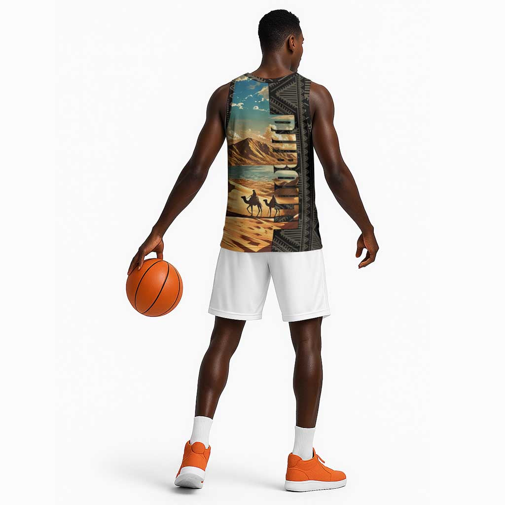 Djibouti Desert Basketball Jersey Camel Riders and African Pattern TS04