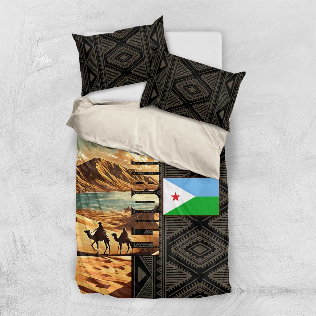 Djibouti Desert Bedding Set Camel Riders and African Pattern