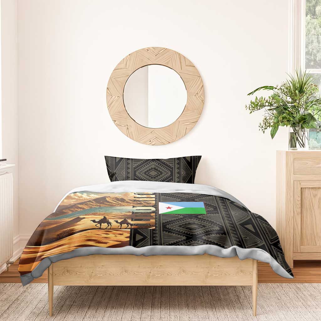 Djibouti Desert Bedding Set Camel Riders and African Pattern