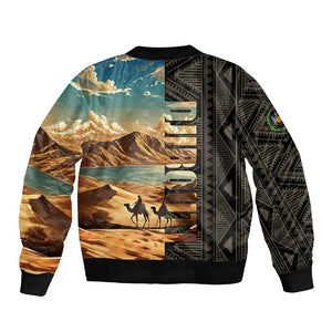 Djibouti Desert Bomber Jacket Camel Riders and African Pattern