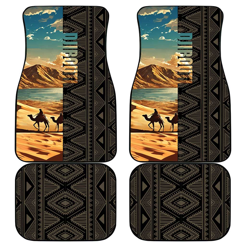 Djibouti Desert Car Mats Camel Riders and African Pattern