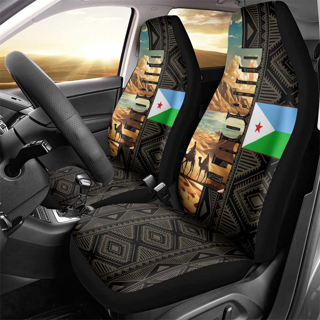 Djibouti Desert Car Seat Cover Camel Riders and African Pattern