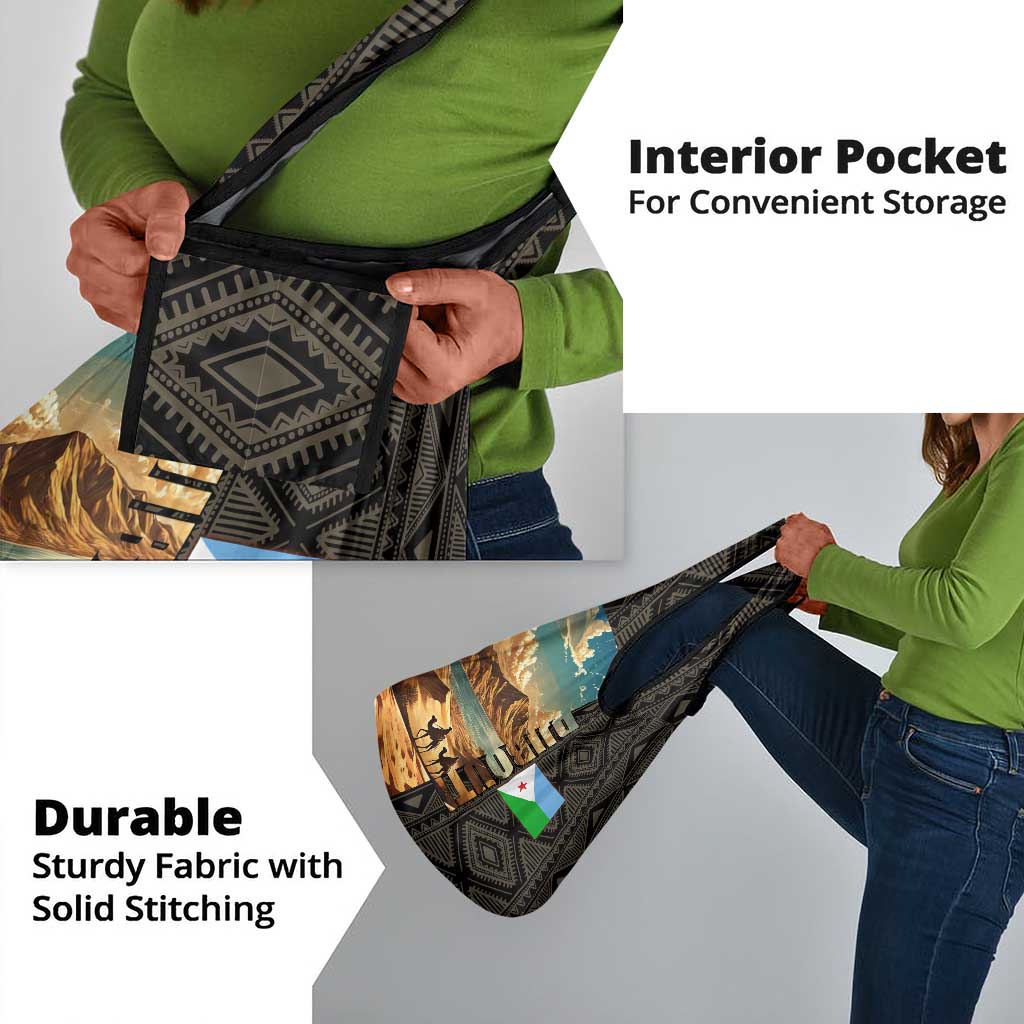 Djibouti Desert Grocery Bag Camel Riders and African Pattern