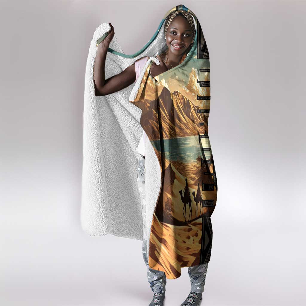 Djibouti Desert Hooded Blanket Camel Riders and African Pattern
