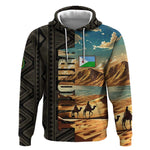 Djibouti Desert Hoodie Camel Riders and African Pattern