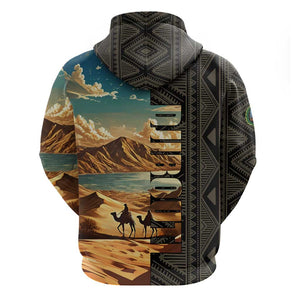 Djibouti Desert Hoodie Camel Riders and African Pattern