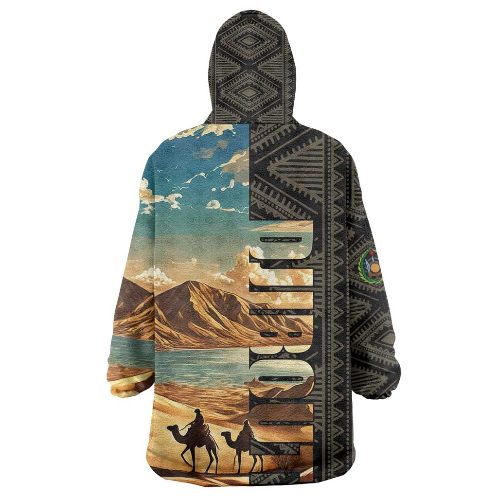 Djibouti Desert Kid Wearable Blanket Hoodie Camel Riders and African Pattern