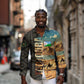 Djibouti Desert Long Sleeve Button Shirt Camel Riders and African Pattern