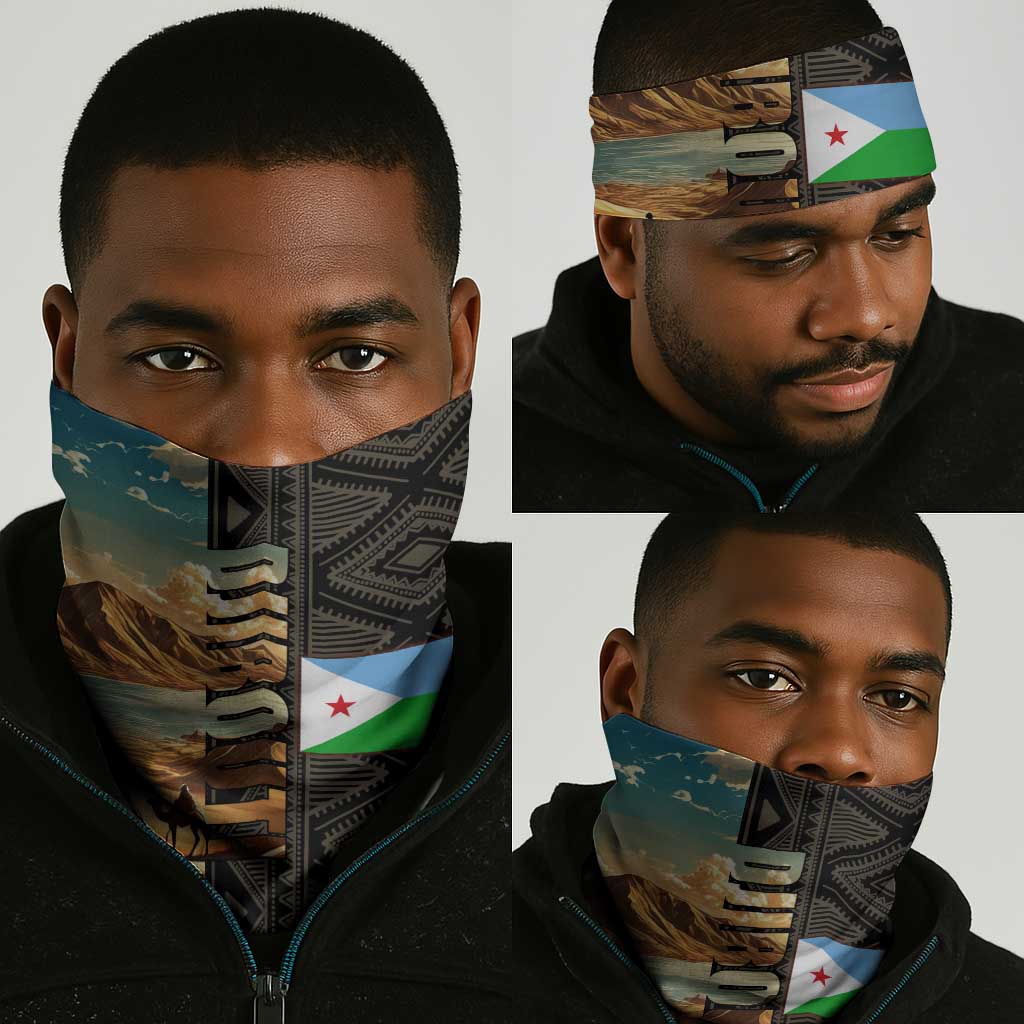 Djibouti Desert Neck Gaiter Camel Riders and African Pattern TS04