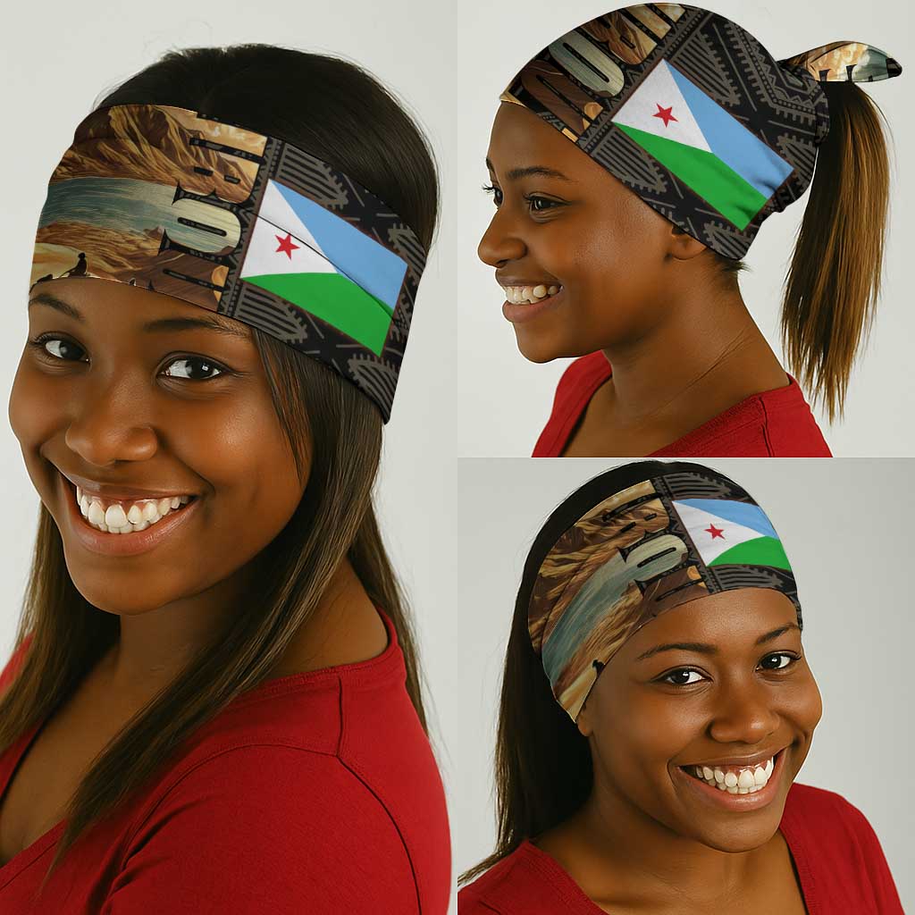 Djibouti Desert Neck Gaiter Camel Riders and African Pattern TS04