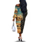 Djibouti Desert Off The Shoulder Long Sleeve Dress Camel Riders and African Pattern