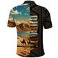 Djibouti Desert Polo Shirt Camel Riders and African Pattern