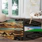 Djibouti Desert Round Carpet Camel Riders and African Pattern