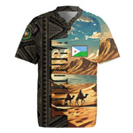 Djibouti Desert Rugby Jersey Camel Riders and African Pattern