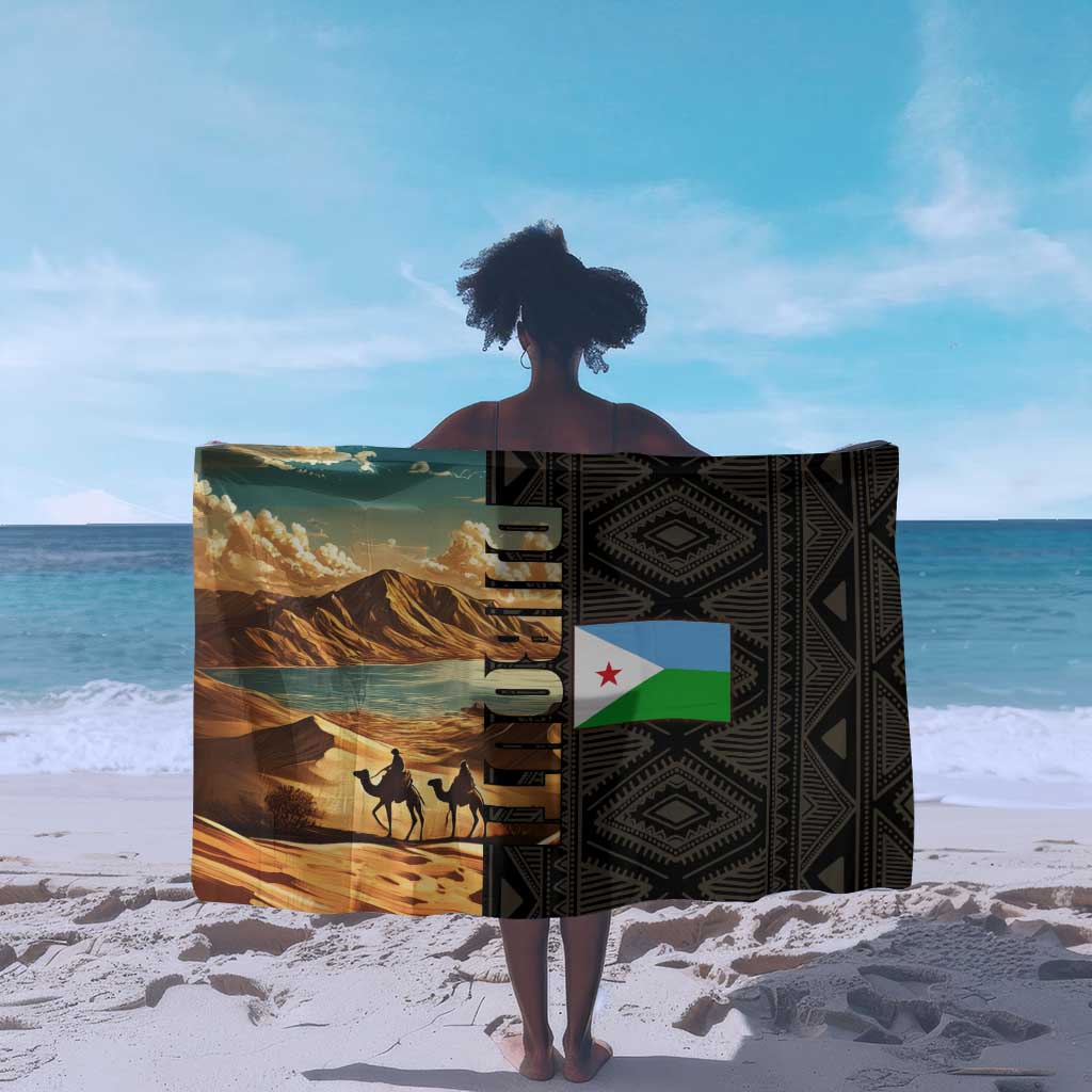 Djibouti Desert Sarong Camel Riders and African Pattern