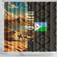Djibouti Desert Shower Curtain Camel Riders and African Pattern