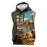 Djibouti Desert Sleeveless Hoodie Camel Riders and African Pattern - African Pride