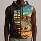 Djibouti Desert Sleeveless Zip Hoodie Camel Riders and African Pattern - African Pride