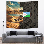 Djibouti Desert Tapestry Camel Riders and African Pattern