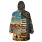 Djibouti Desert Wearable Blanket Hoodie Camel Riders and African Pattern