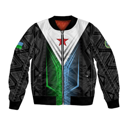 Djibouti Africa Bomber Jacket Tribal Geometry Meets National Colors and Red Star Boldness