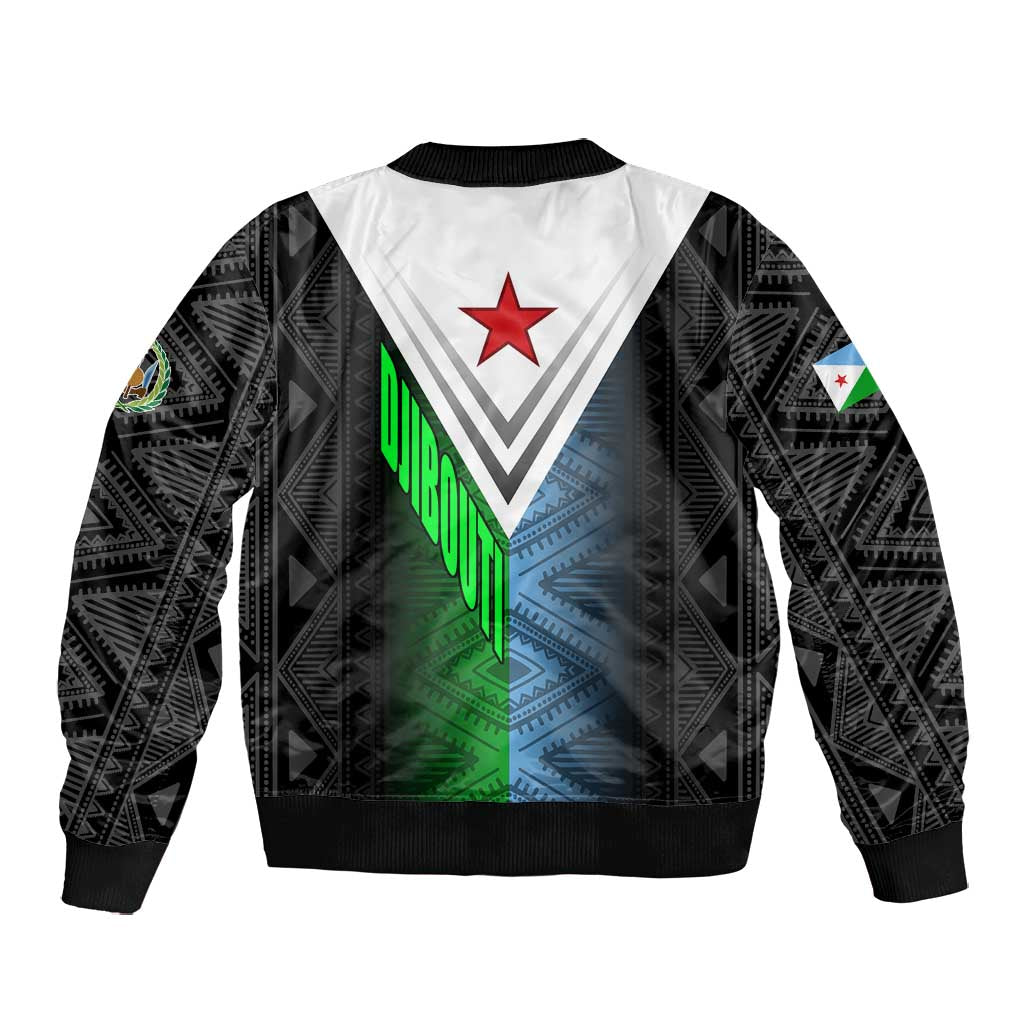 Djibouti Africa Bomber Jacket Tribal Geometry Meets National Colors and Red Star Boldness
