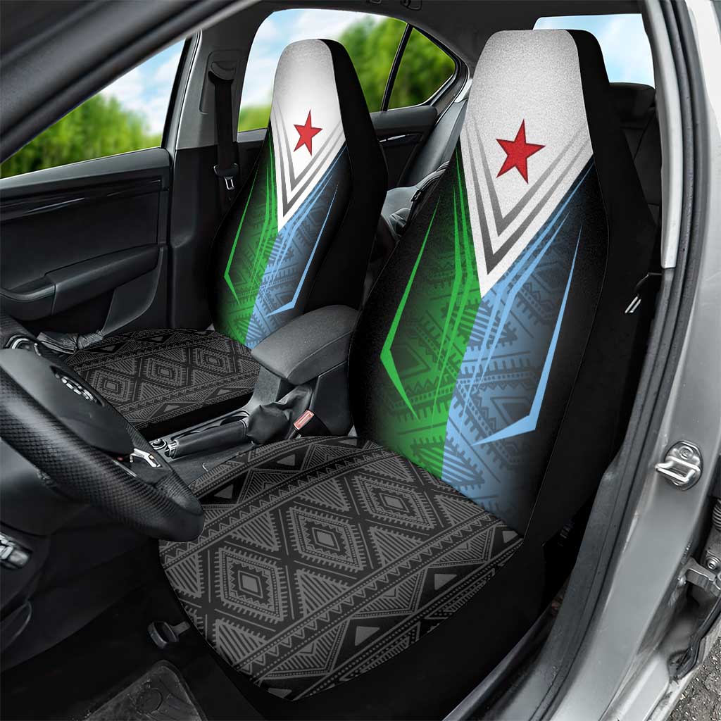 Djibouti Africa Car Seat Cover Tribal Geometry Meets National Colors and Red Star Boldness