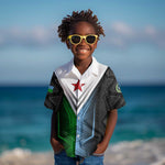 Djibouti Africa Kid Hawaiian Shirt Tribal Geometry Meets National Colors and Red Star Boldness