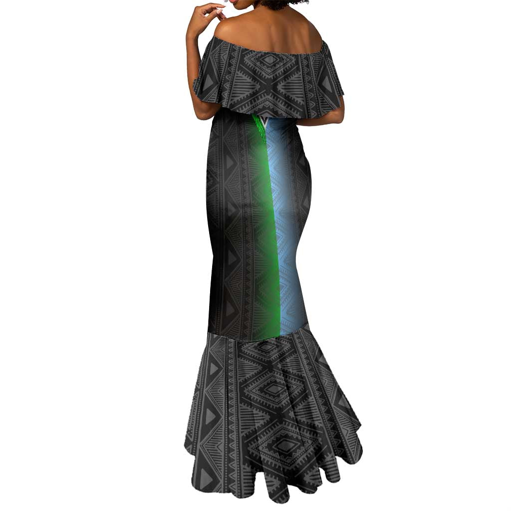 Djibouti Africa Mermaid Dress Tribal Geometry Meets National Colors and Red Star Boldness