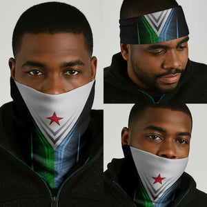 Djibouti Africa Neck Gaiter Tribal Geometry Meets National Colors and Red Star Boldness TS04
