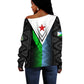 Djibouti Africa Off Shoulder Sweater Tribal Geometry Meets National Colors and Red Star Boldness
