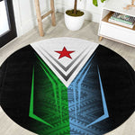 Djibouti Africa Round Carpet Tribal Geometry Meets National Colors and Red Star Boldness