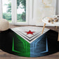 Djibouti Africa Round Carpet Tribal Geometry Meets National Colors and Red Star Boldness