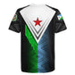 Djibouti Africa Rugby Jersey Tribal Geometry Meets National Colors and Red Star Boldness