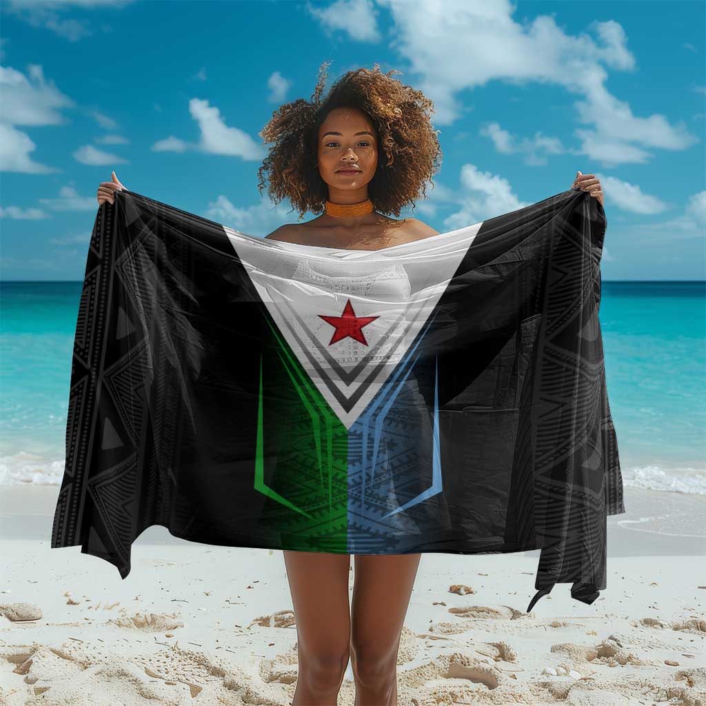 Djibouti Africa Sarong Tribal Geometry Meets National Colors and Red Star Boldness